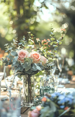 Close picture of a set up boho wedding table