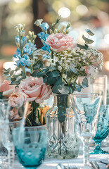 Close picture of a set up boho wedding table