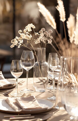Close picture of a set up boho wedding table