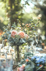 Close picture of a set up boho wedding table