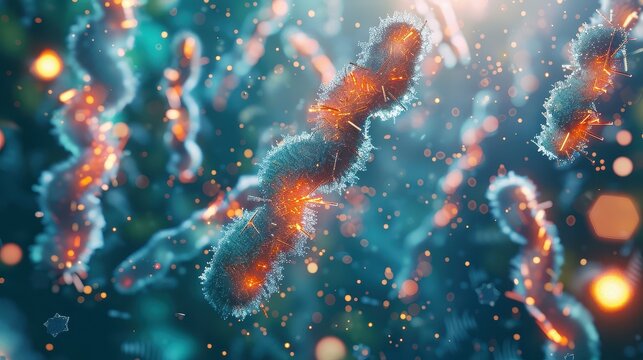 scientific visualization of collagen, keratin, fibrin, and chitosan molecules interacting, semi-realistic molecular forms, soft glow, transparent floating structures in sterile biotech background 