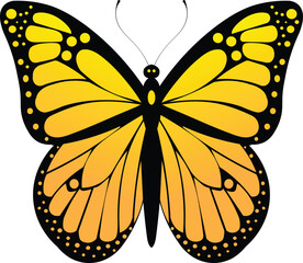 Radiant Monarch Butterfly Illustration With Bold Orange Wings And Striking Black Accents In Flight.