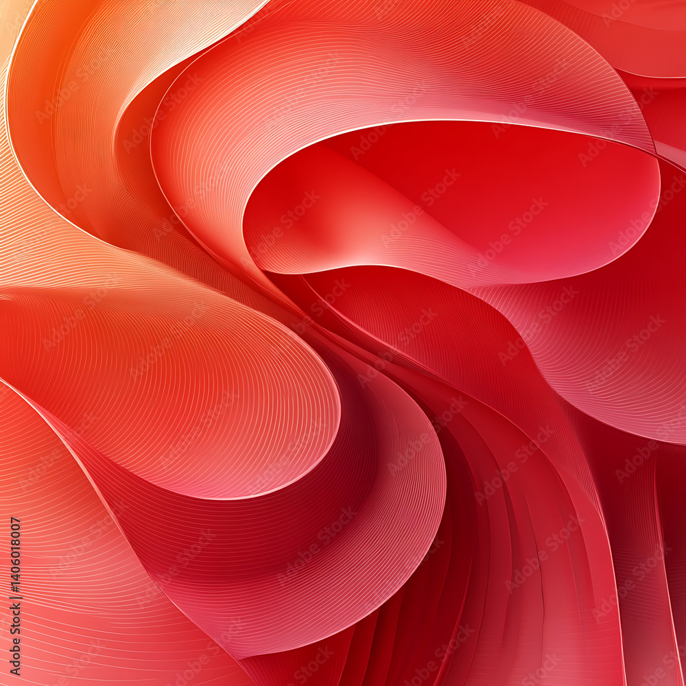 Aufkleber vibrant abstract design featuring flowing curves and waves in shades of red, creating sense of movem