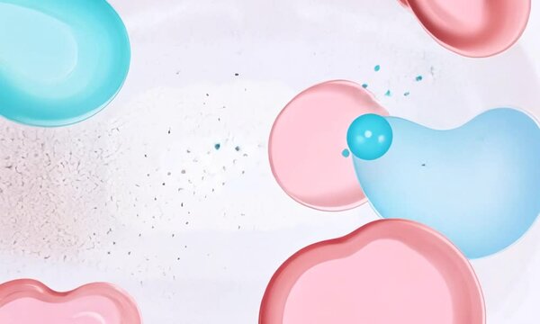 pink soap bubbles on blue