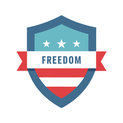 Obraz premium Flat design shield with the usa flag vector illustration on white background