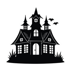 Isolated Horror House on White Background For Hallowen