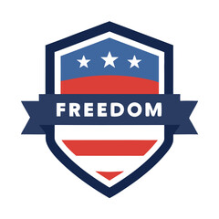 Flat design shield with the usa flag vector illustration on white background