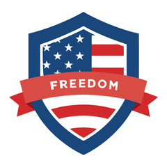 Flat design shield with the usa flag vector illustration on white background