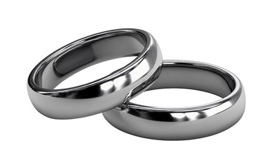 A pair of silver wedding rings isolated transparent background png, rings on hand, fashion rings
