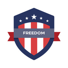 Fototapeta premium Flat design shield with the usa flag vector illustration on white background