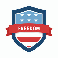 Flat design shield with the usa flag vector illustration on white background