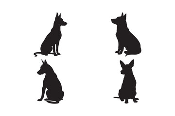 Dog Silhouette Vector Set Sitting Dog Poses Illustration