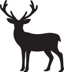 Deer Silhouette Vector | Black Antler Wildlife Icon Minimal Design