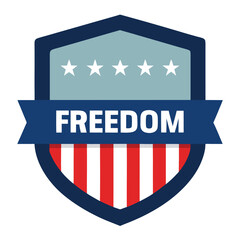 Flat design shield with the usa flag vector illustration on white background