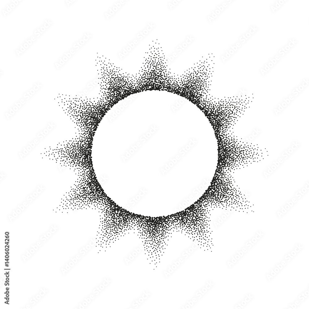 Poster abstract vector halftone sun, grain gradient texture of solar eclipse isolated on transparent backgr