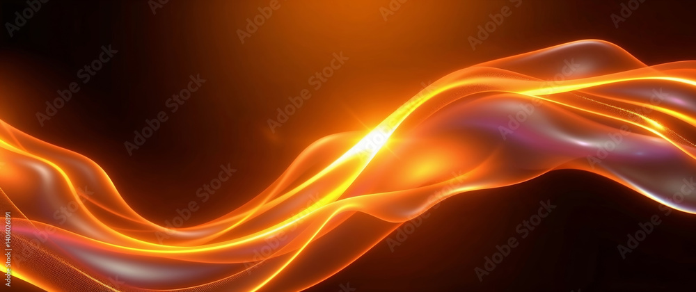 Canvas Prints abstract orange wave flowing in digital cyberspace background