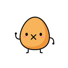 Obraz premium Cute Easter Egg Character Waving Against a White Background 