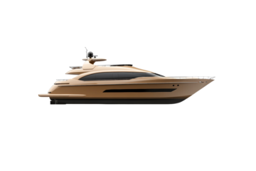 Large boat with a white stripe on the side, isolated