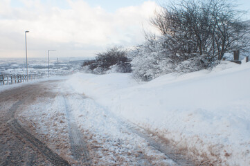 Fototapeta premium Road blocked with snow