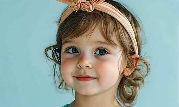  Cute Girl with Hairband Looking Up
