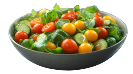 Fresh Salad Bowl with Cherry Tomatoes Cucumber Slices and Leafy Greens for Healthy Eating