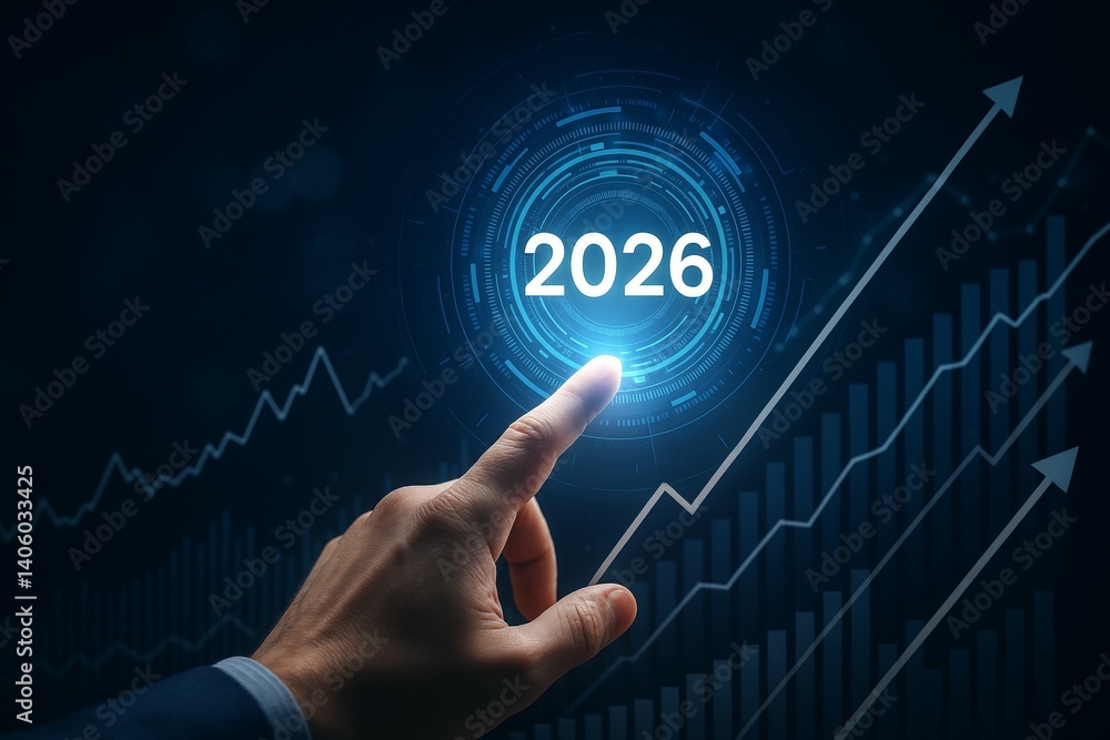 Poster business growth projection 2026 with graphs and data visualization