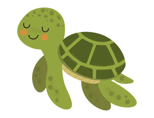 Cute turtle on a white background perfect for children's decor or educational materials