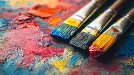 Fototapeta premium Vibrant collage of colorful paints in an impressionistic style with a bright background