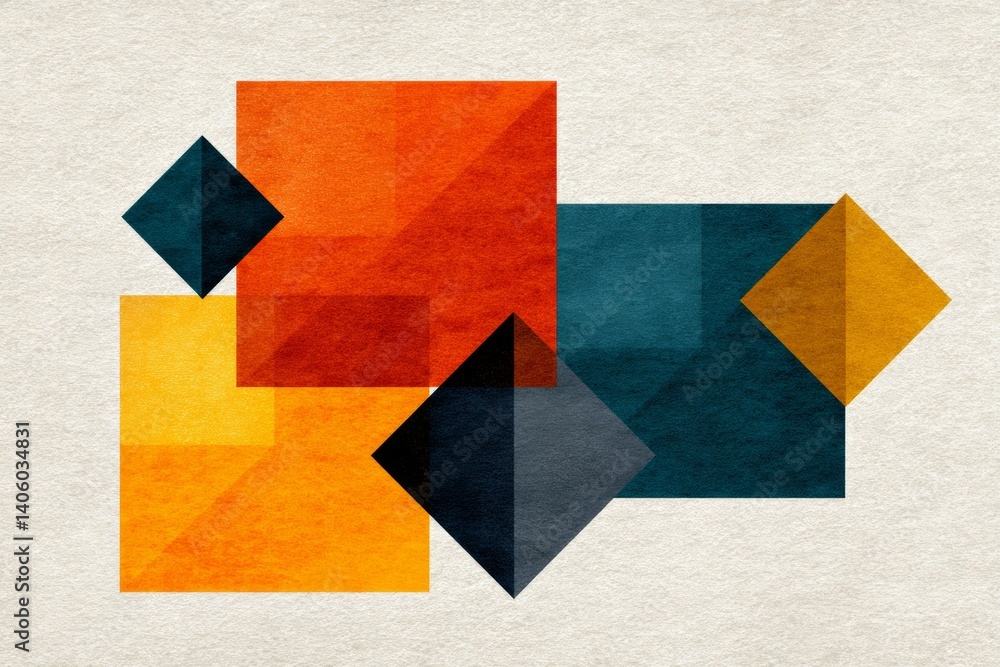 Aufkleber geometric abstract art with colorful overlapping squares and rhombuses