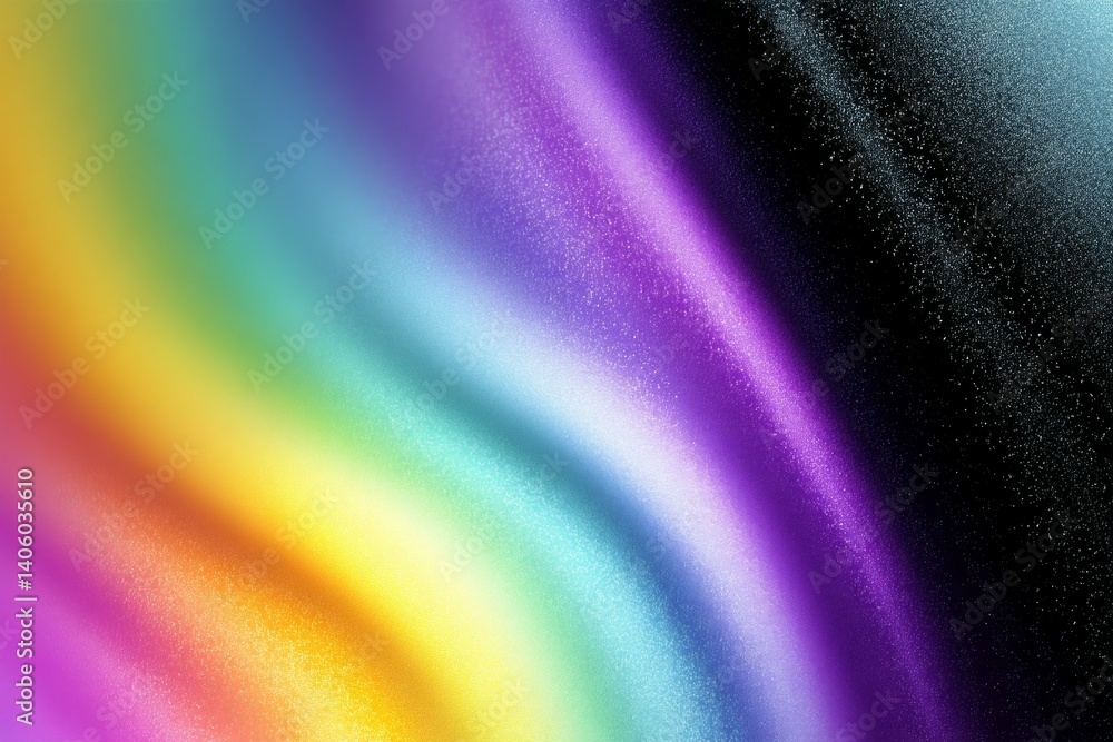Poster vibrant rainbow gradient with abstract colorful waves and sparkles