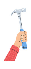 Person holding hammer hand drawn
