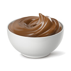 3D illustration of a bowl with sweet cream of milk chocolate