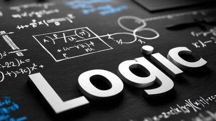 Fototapeta premium Abstract Concept of Logic with Mathematical Formulas on Blackboard