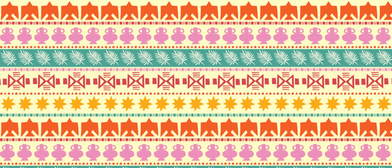 Retro hand drawn African motifs. Seamless background with ethnic pattern.