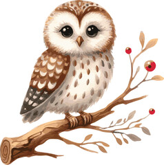 A watercolor vector of a cute owl