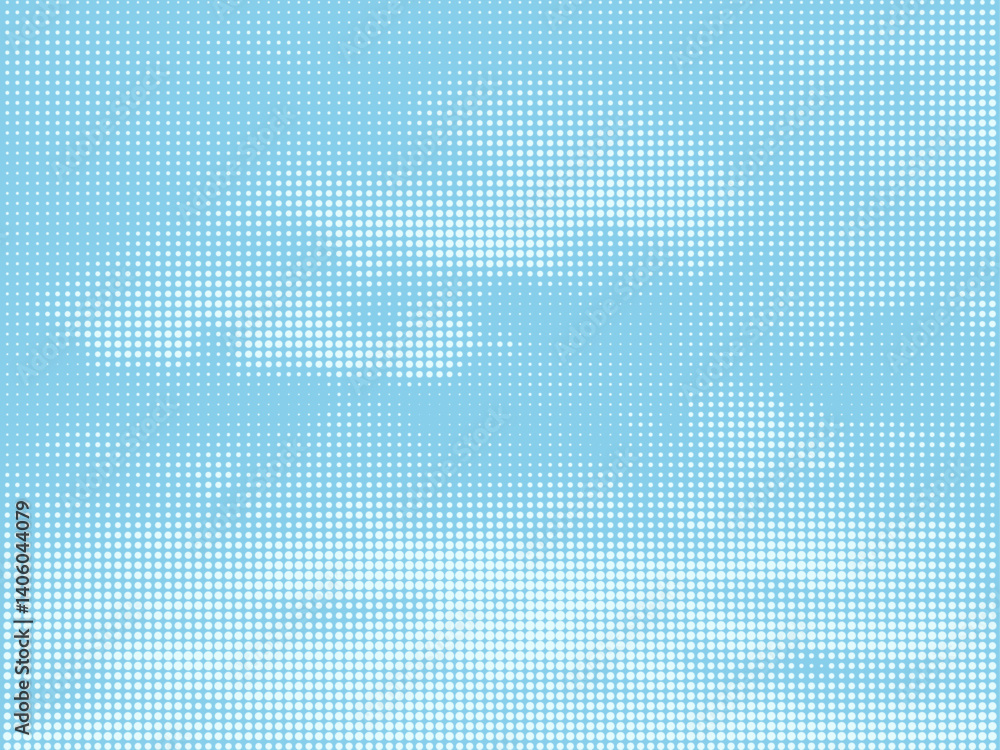 Poster Color halftone texture of blue sky with clouds. Abstract cloud pattern vector dotted pixel texture background with copy space.