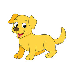 Fototapeta premium Adorable Cartoon Dog Lying in Sun with Big Eyes and Relaxed Smile ? Warm and Happy Moment