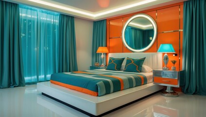 Fototapeta premium Funky Bedroom with Chrome Accents