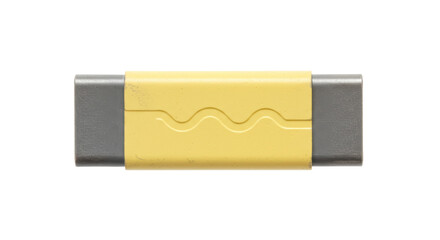 Isolated Yellow Eraser with Grey Holders