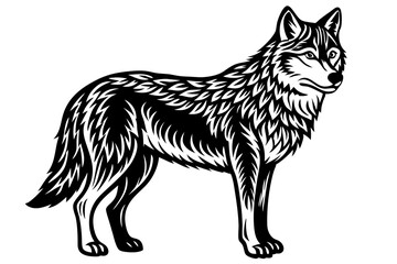 Fototapeta premium wolf silhouette line drawing