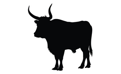 Highland cow silhouette, farm animal graphic