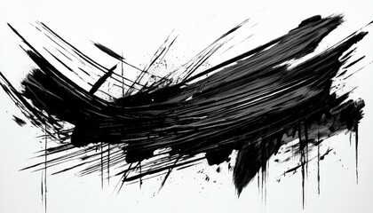 grunge smiley face illustration with black brush strokes on white background