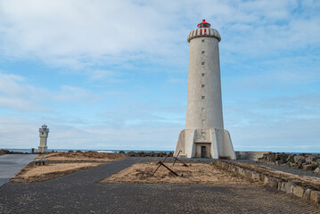 The lighthouse of town of Akranes in Iceland