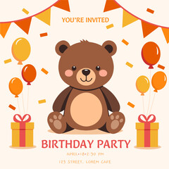 Happy birthday greeting card and party invitation vector Template	