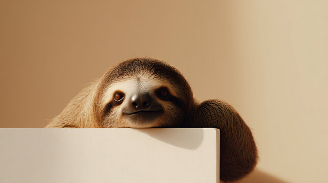 Tired Sloth Portrait: Overwhelmed and Exhausted, Sleepy Animal, Slow Living, Wildlife Art, Cute Creature, Expressive Eyes, Lazy Day, Animal Illustration.
 - Powered by Adobe