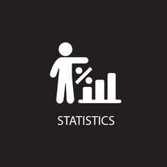 Statistical graphics with young man isolated icon