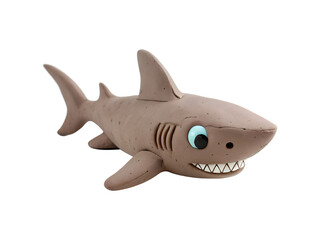 a clay Cute, A goblin shark with its eerie protruding jaws, isolated on a transparent background