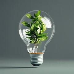 Light Bulb with Plant Growing Inside