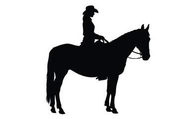 Naklejka premium Cowboy riding horse, Lasso rope silhouette, Western rodeo illustration, Horse rider silhouette, Cowboy western scene