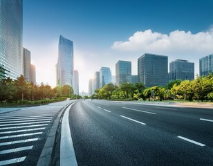 Obraz premium urban roads and office buildings in the financial district hangzhou china